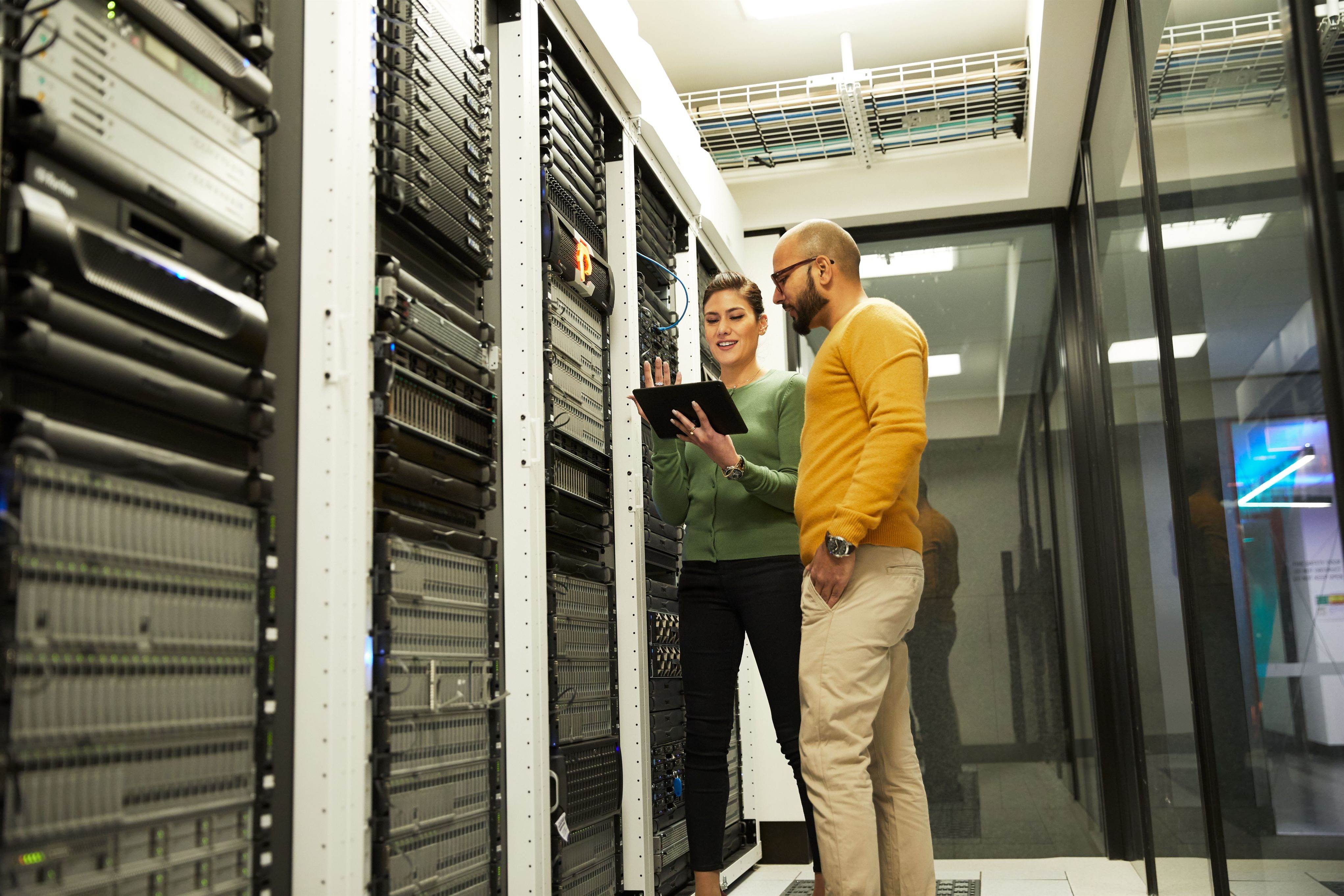 People working on data centre site
