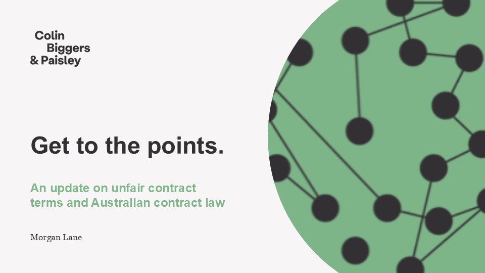 An update on unfair contract terms and Australian contract law