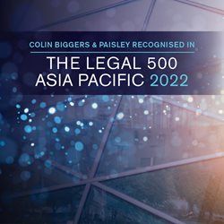 Colin Biggers & Paisley recognised in Legal 500 Asia Pacific 2022 rankings